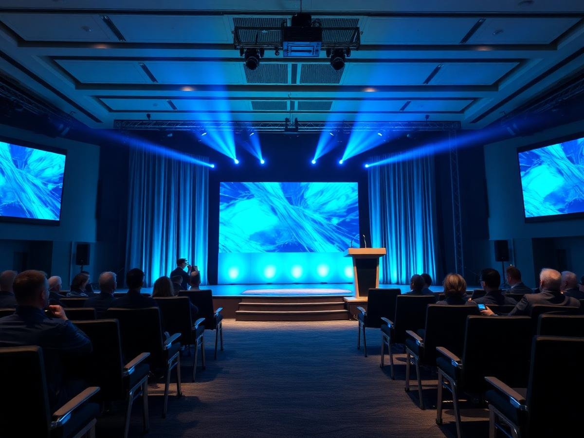Corporate conference stage produced by DS Events